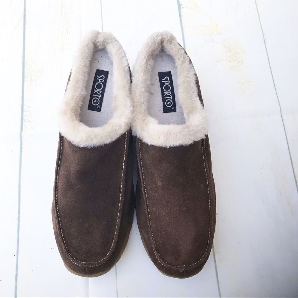 Sporto Brown Suede Gabby Leather Mule Clog 10 M